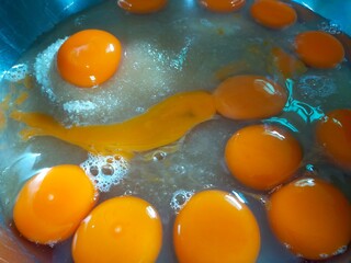 Cake dough. Duck egg and sugar dough. making cake dough.