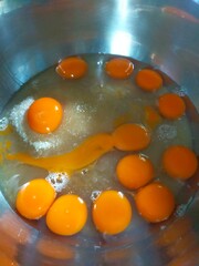 Cake dough. Duck egg and sugar dough. making cake dough.