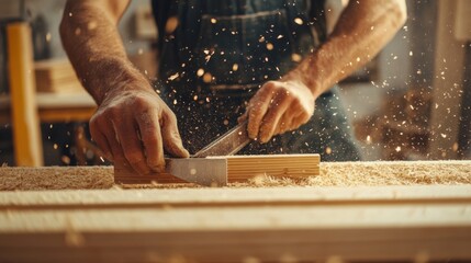 Carpenter cutting wood for framing. Featuring precise cuts and framing