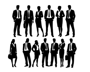 Black businessman silhouette vector illustration – professional corporate figure in a suit, walking pose, business concept design element