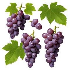 Obraz premium Fresh Red Grapes with Green Leaves