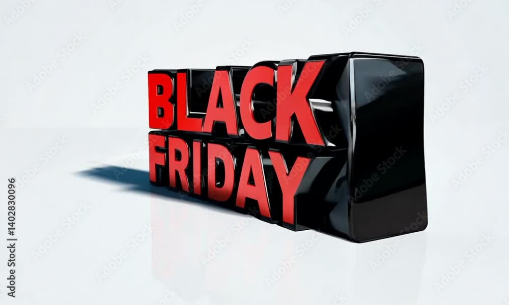 Poster 3d black friday typography in bold metallic red stunning visual style made with generative ai techno