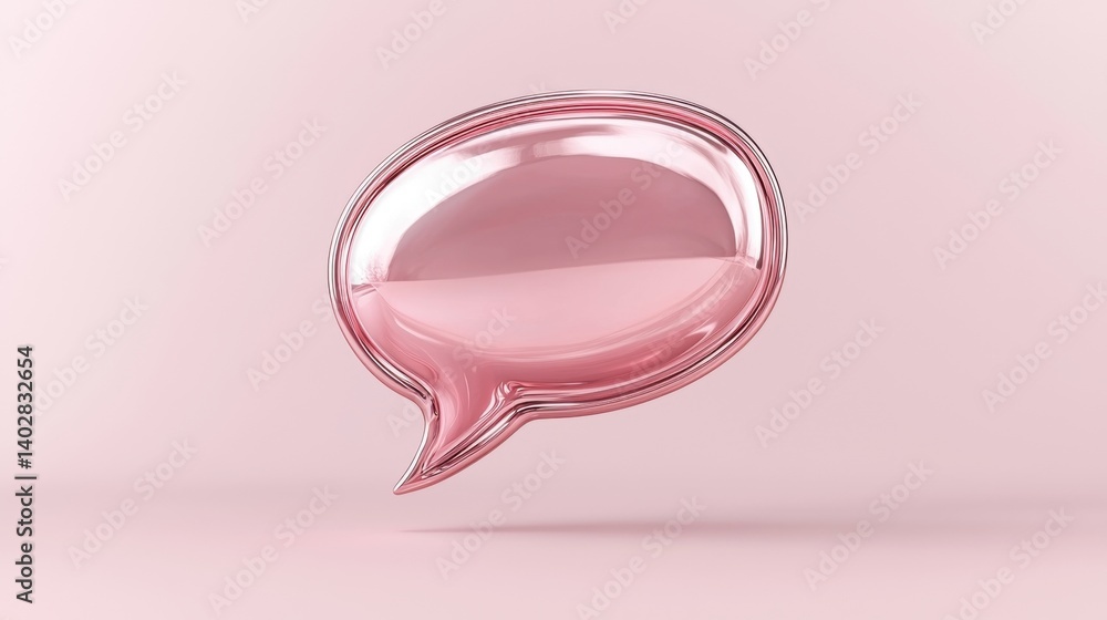 Poster a shiny pink speech bubble floating in space.