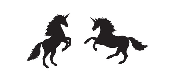 Silhouette of unicorn vector illustration on white background.