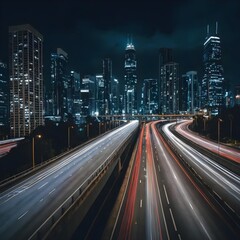 Fototapeta premium Night City Highway Lights