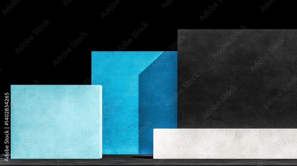 Poster a minimalist art piece featuring three blocks of color and texture.