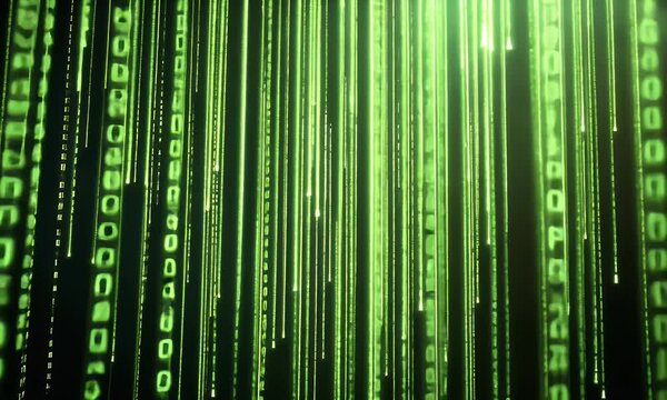 Green Matrix-Style Binary Code Background
