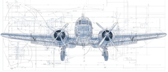 Vintage Airplane Blueprint