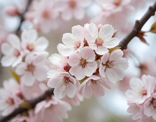 Delicate Pink Cherry Blossoms in Spring