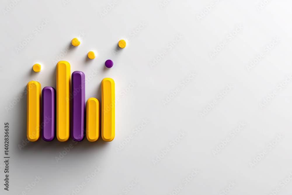 Poster stylish bar graph design yellow and purple colors represents data visualization with modern touch. t