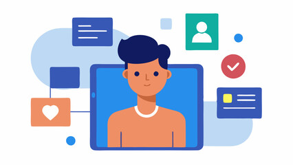User Profile Customization A character customizing their profile on the app showcasing options to input health data and preferences with a visual focus on usercentric design.