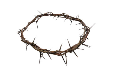 Jesus Crown of thorns casting a distinct shadow on a for Christian, Easter concept, creating a symbolic image of suffering and remembrance good friday cutout isolated on a transparent background