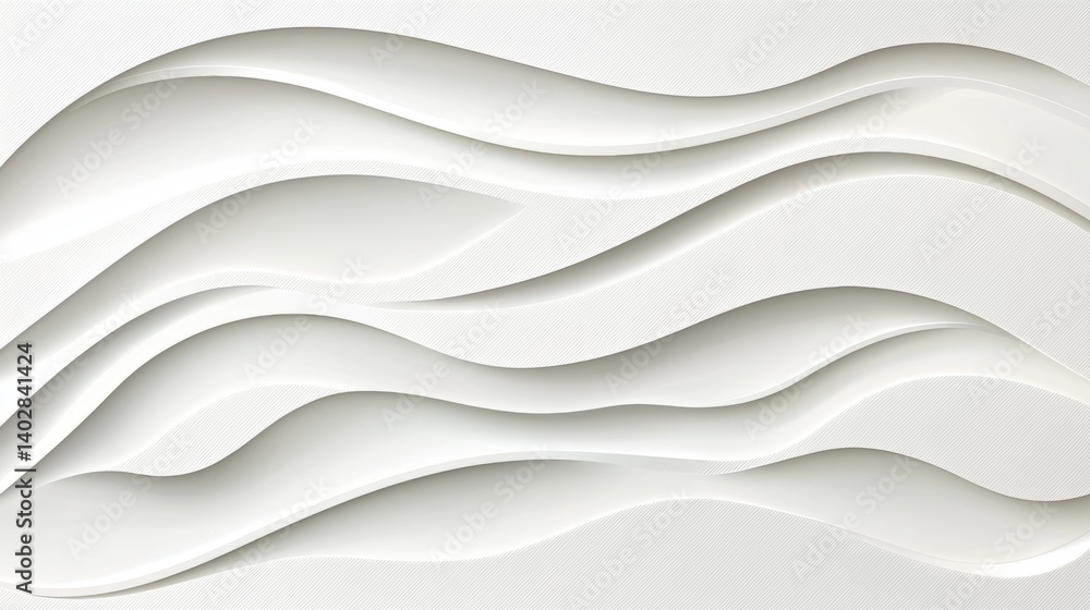 Poster a white abstract design with curved lines and shapes.