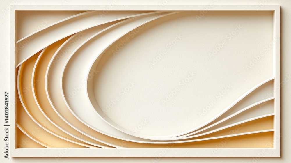 Aufkleber abstract artwork: a white frame with curved lines and triangular shapes