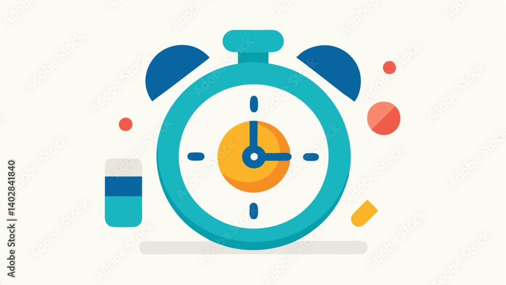 Poster reminder alerts an illustrated alarm clock with a reminder icon suggesting the user to take medicati