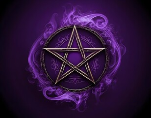 Mystical Pentagram with Purple Smoke