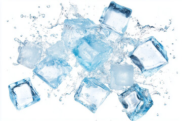 Obraz premium ice cubes splash isolated on white background 