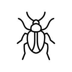 Minimalist Line Art Illustration Of An Insect Or Beetle On White Background