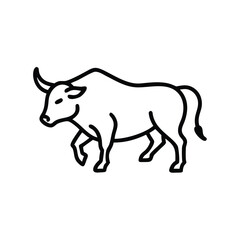 Minimalist Linear Illustration Of A Powerful Bull Taurus Artwork Design