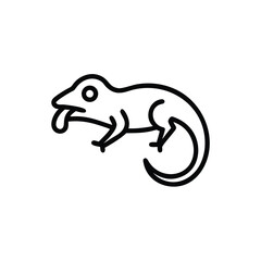 Simple Chameleon Outline Illustration Isolated On White Background Design Element