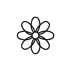 Simple Flower Icon Design With Black Outline Vector Illustration On White Background