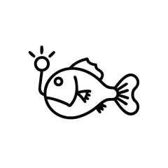 Anglerfish Illustration Deep Sea Creature Icon Outline Style Vector Graphic Design