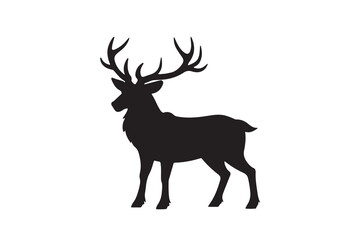Silhouette of deer vector illustration on white background.