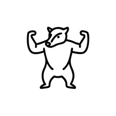 Strong Badger Flexing Muscles Vector Illustration Cartoon Animal Character Mascot Logo