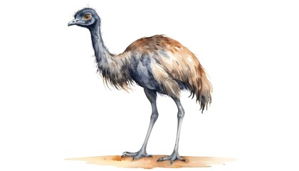 Obraz premium Here's a and keywords for your emu stock photoWatercolor Emu Bird