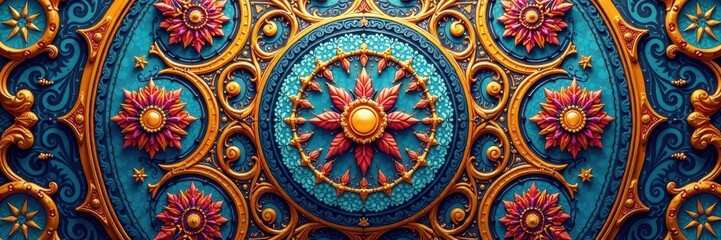 Fototapeta premium Circular arabesque, flowing lines, intricate details Monoline Arabic ornament, subtle texture , flowing, arabesque, monoline