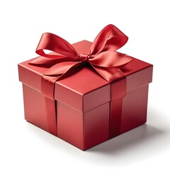 Fototapeta premium Red Gift Box with Satin Ribbon