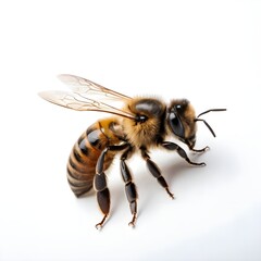 Honeybee Close-Up on White Background