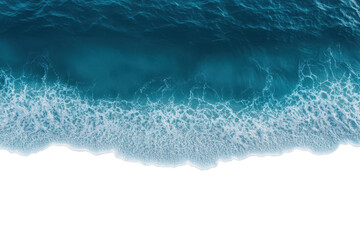 Aerial view of gentle ocean waves with white foam on a transparent background