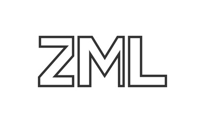 ZML logo design template with strong and modern bold text. Initial based vector logotype featuring simple and minimal typography. Trendy company identity.
