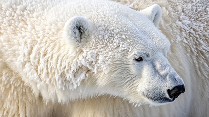 Obraz premium A close-up of a polar bear covered in frost.