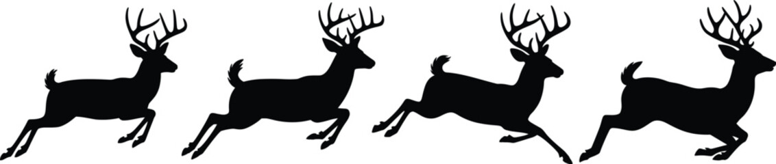 Deer Silhouette set, Isolated Vector Illustration