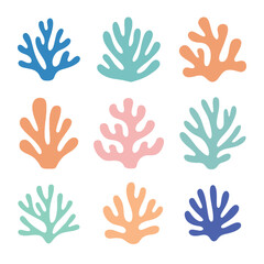 Fototapeta premium Colorful Coral and Seaweed Illustrations for Kids and Design Projects
