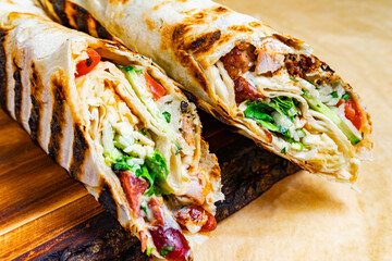 Delicious grilled wraps with fresh ingredients and savory fillings