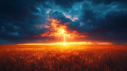 Breathtaking sky with electric storm high resolution picture