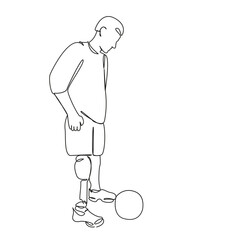 One continuous single drawing line art flat doodle sport, football, leg, man, athlete, game, medicine. Isolated image hand draw contour on a white background, hand drawn, not AI