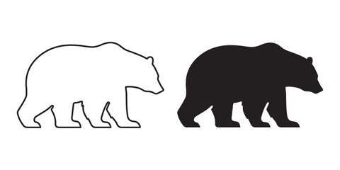 Bear Silhouette - Rugged Wildlife Outline - Simplified Forest Animal Vector - Bear Lineart - Bear Icon

