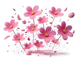 Pink Cosmos Flowers in Motion