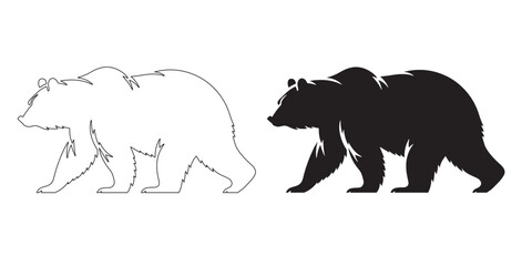 Bear Silhouette - Professional Forest Animal Illustration - Bear Vector - Bear Lineart - Bear Icon

