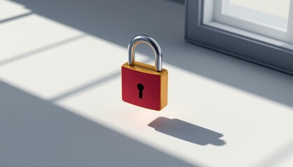 Naklejka premium Floating Effect Illustrate the lock floating above a surface with a shadow underneath, giving it a dynamic quality.