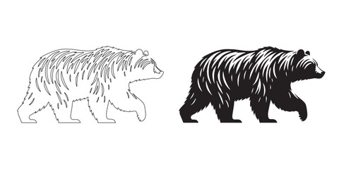 Bear Silhouette - Elegant Wildlife Shape - Simple Forest Vector - Bear Lineart - Bear Icon

