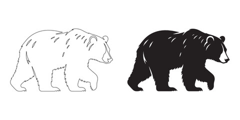 Minimalist Bear Silhouette - Simplified Animal Drawing - Bear Vector - Bear Lineart - Bear Icon

