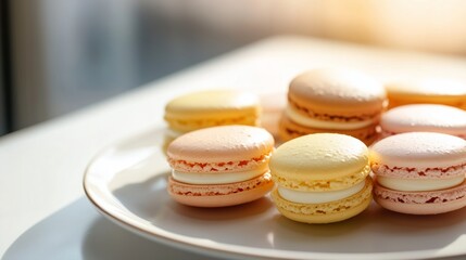 Obraz premium Assortment of colorful pastel macarons