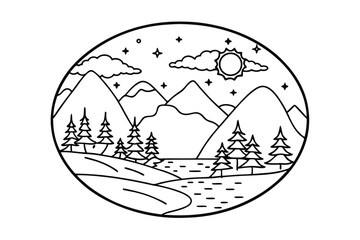 Fototapeta premium illustration of beautiful nature coloring page 