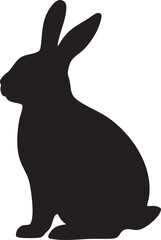 Simple black silhouette of a seated rabbit.