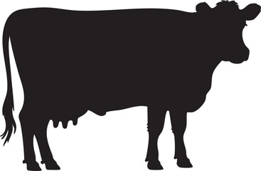 Simple black silhouette of a cow, perfect for farm-themed design projects.